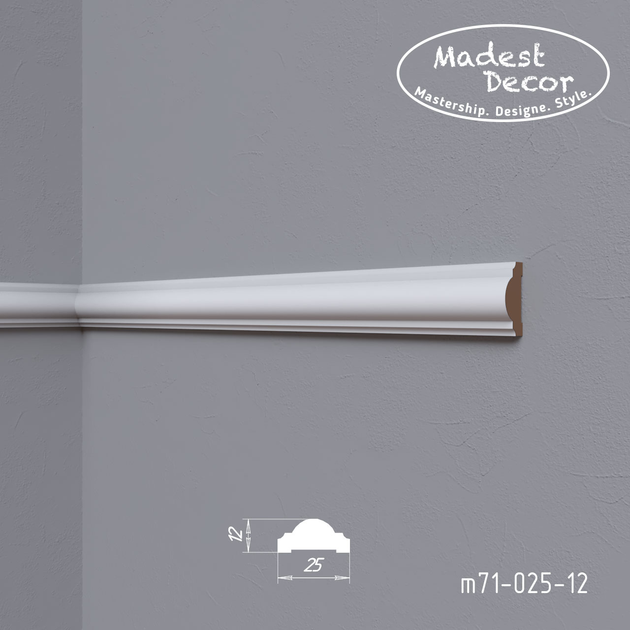 Молдинг под покраску Madest Decor m 7102512 2400×25×12